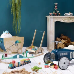 Vilac Porteur Voiture Vintage Bleu Pétrole -Vilac 1123 vilac porteur voiture vintage bleu p trole