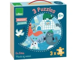 Vilac 3 Puzzles Animaux Du Monde - Dès 4 Ans