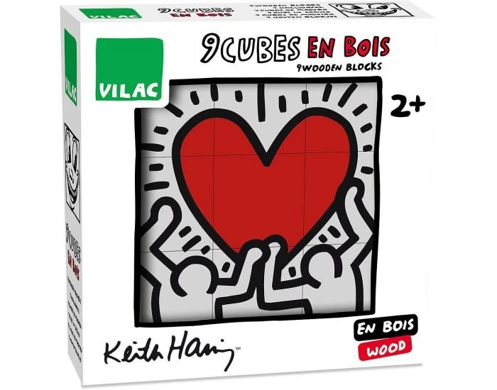 Vilac Coffret De 9 Cubes Keith Haring - Dès 2 Ans 1 Vilac Coffret De 9 Cubes Keith Haring - Dès 2 Ans